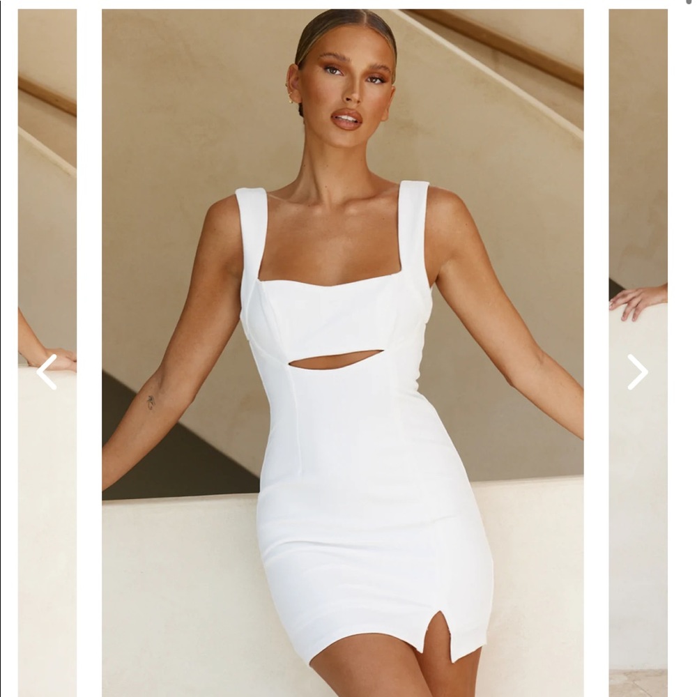Selfie Leslie - Thick strap cut-out detail mini dress in white
